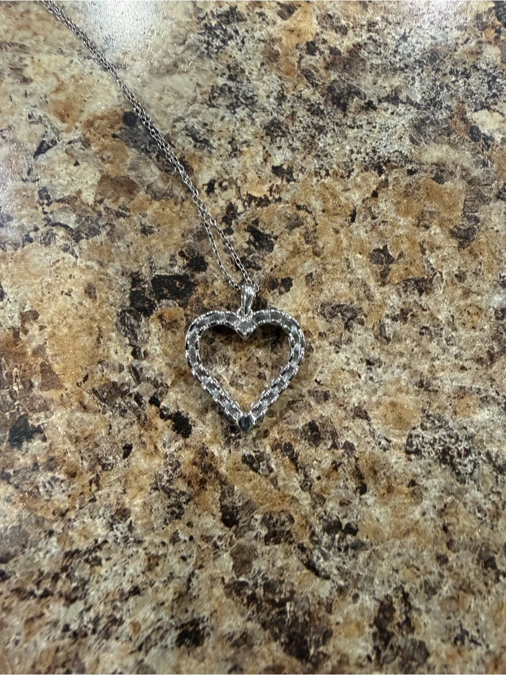 Silver Heart Pendant Necklace with Natural Diamonds - Silver 0.32CTS
